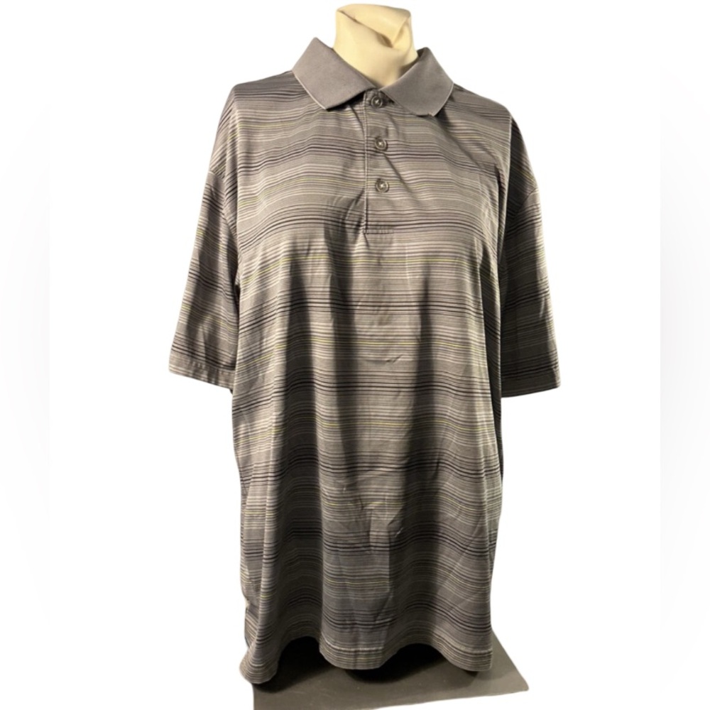 Grand Slam Men's Gray Striped Polo